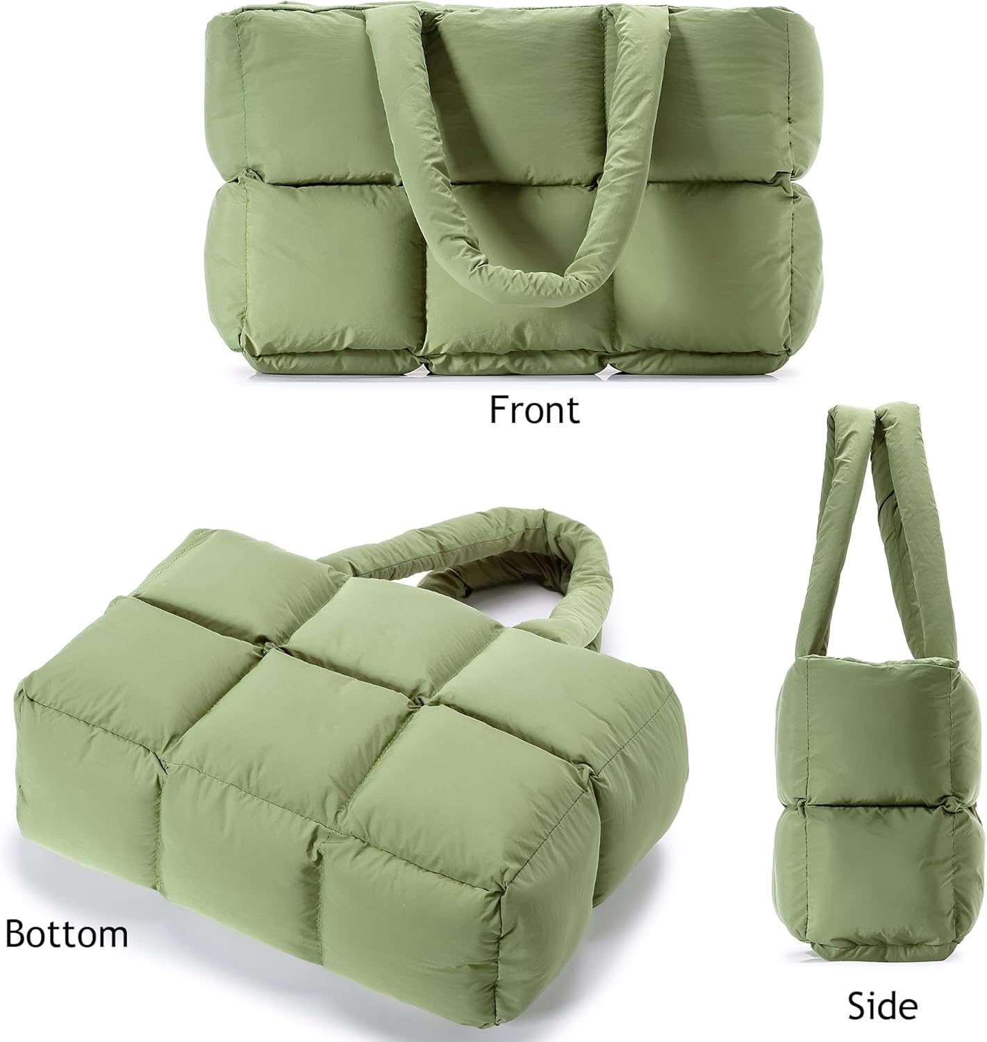 JennyShop Large Capacity Fashion Quilted Puffy Handbag, Herald Puffer Tote Bag for Women, Lightweight Satchel Purse for Working Travelling Gym Shopping