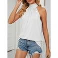 thumbnail image 3 of Spencer Women's Sleeveless Tie Halter Neck Summer Tops Loose Casual Tank Top Blouse Shirts Sexy Plain T-Shirts "White,XL", 3 of 5