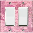 thumbnail image 1 of Metal Light Switch Plate Outlet Cover (Pink Leaf Letter Damask LET009), 1 of 13