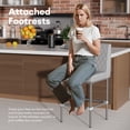 thumbnail image 3 of Genpo Counter Height Bar Stools Set of 2, 26" Industrial Kitchen Counter Height Stools with Back, Gray Leather Barstools with Padded Seat and Painted Metal Frame for Kitchen Island, 3 of 9