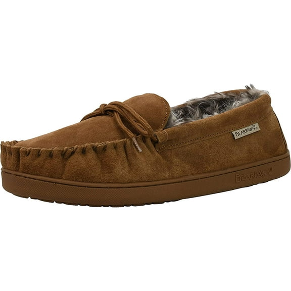 BEARPAW Men's Moc II Multiple Colors Men's Slipper Men's Shoe Comfortable & Lightweight 9 Hickory Faux