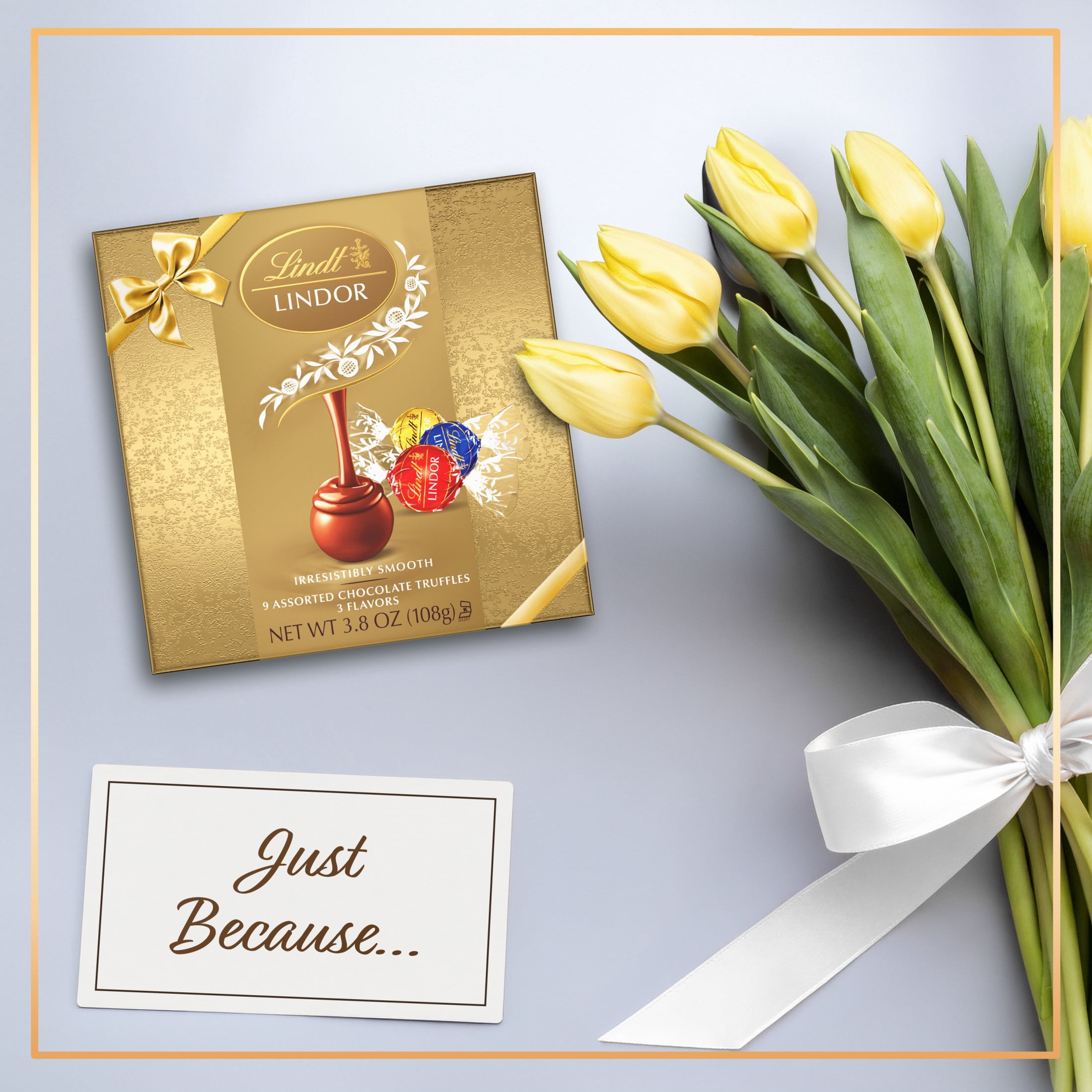 Lindt LINDOR Assorted Chocolate Candy Truffles Gift Box, 3.8 oz.