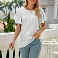 thumbnail image 5 of pimelu Womens Tops Tops for Women Trendy Ruffle Sleeve Lightweigh Hollow out Blouses Summer Casual Solid T-shirt Ladies Crewneck Short Sleeve Tunic Top, 5 of 6