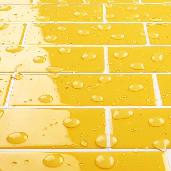 Livelynine 16-Tiles Yellow Peel and Stick Subway Tile Backsplash for Kitchen Stove 30x30 Self Adhesive Wall Tile Sticker Lemon Yellow Back Splash Stick on Tiles Bathroom Heat Resistant Fireplace Tile