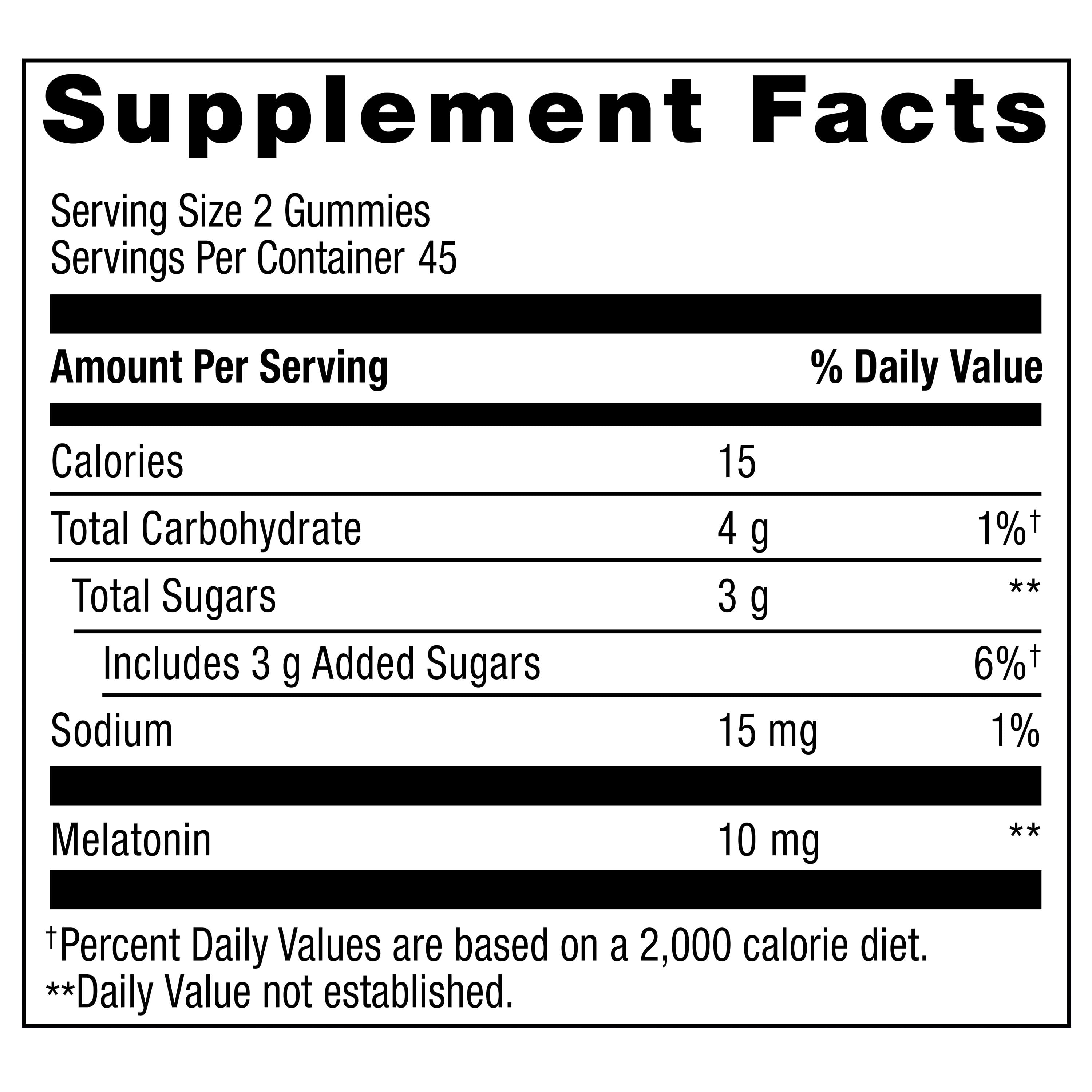 Equate Melatonin Dietary Supplement, 10 mg, 90 Vegetarian Gummies, Compare to Natrol Melatonin Gummies