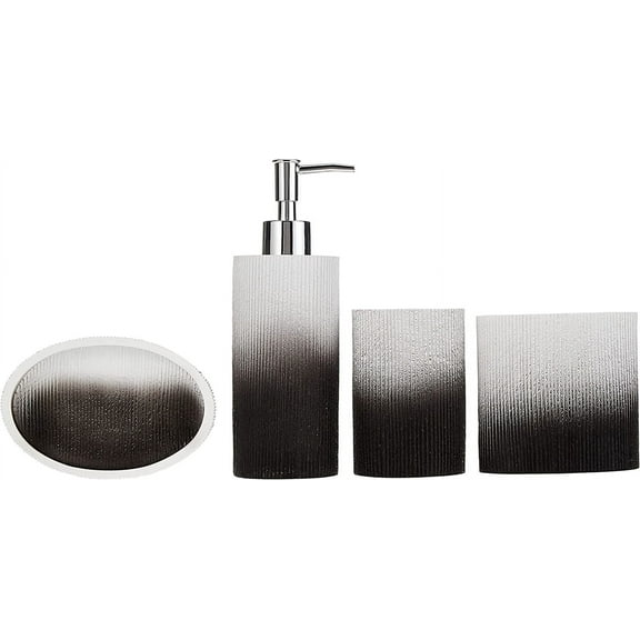 Heavenly Designs Watson Bathroom Accessories - Black and White Ombre Resin Bathroom Set - Adult