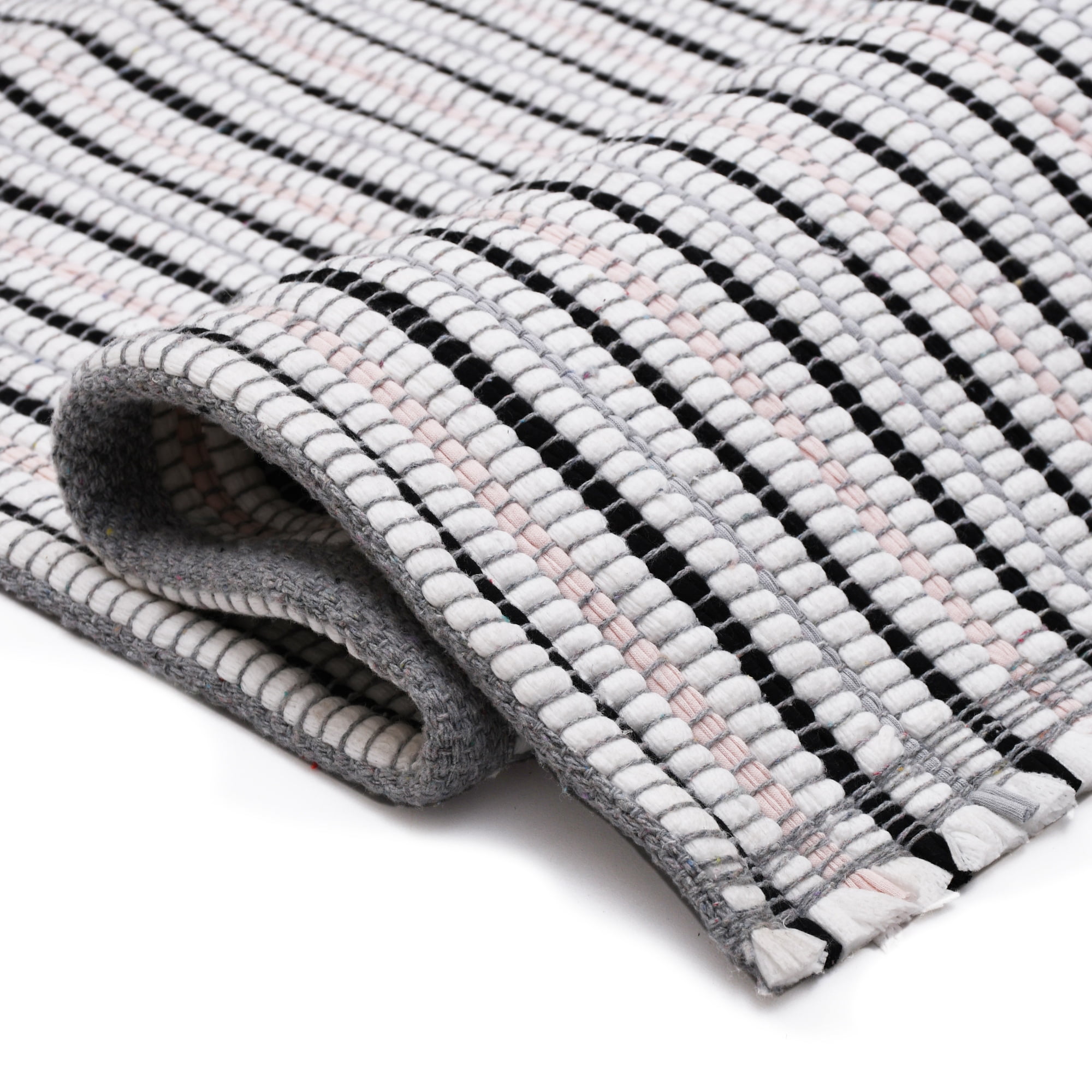 Mainstays Coastal Stripe Indoor 4' x 5.75' Area Rug - Blue, White, and Black