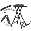 On-Stage DT7500 Guitarist Stool with Footrest + On Stage Guitar Strap + On Stage Pick Holder with 6 Medium Picks