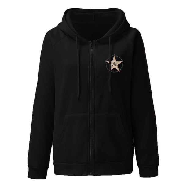 Gibobby Sudaderas para mujer, chamarra térmica larga con capucha para muje, casual, con cordón, con cierre(Negro,G)