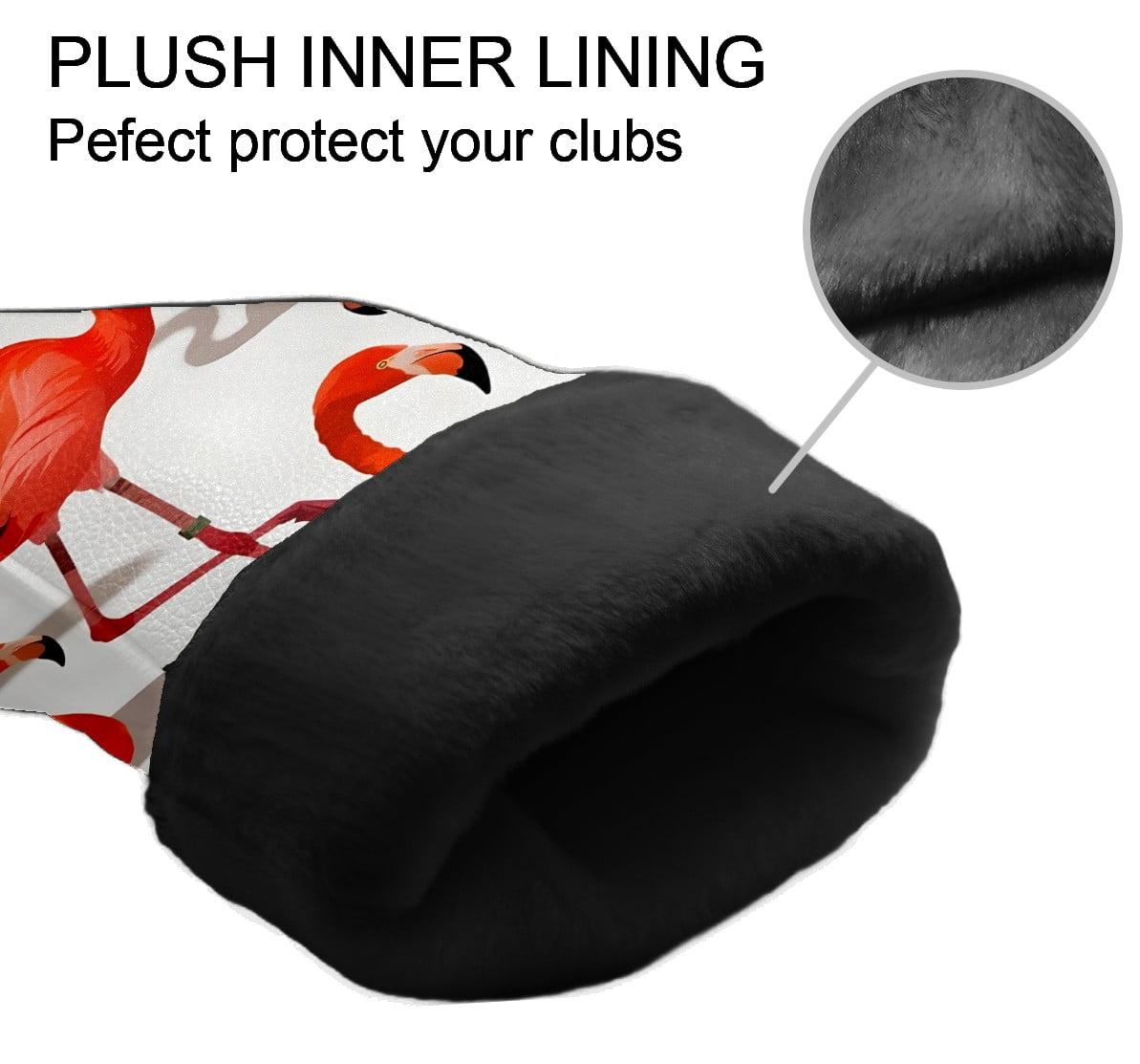 Golf Club Covers, Red Flamingo Premium PU Leather Driver Hybrid Putter Head Covers with Velvet Lining, Waterproof Golf Gifts for Men Women