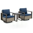 thumbnail image 6 of MeetLeisure Outdoor Swivel Rocker Metal Chairs Set of 2 with Small Coffee Table, 3 Pieces Patio Bistro Set with 360 Degree Glider Chairs & Wood-Looking Metal Armrest, Dark Blue, 6 of 9