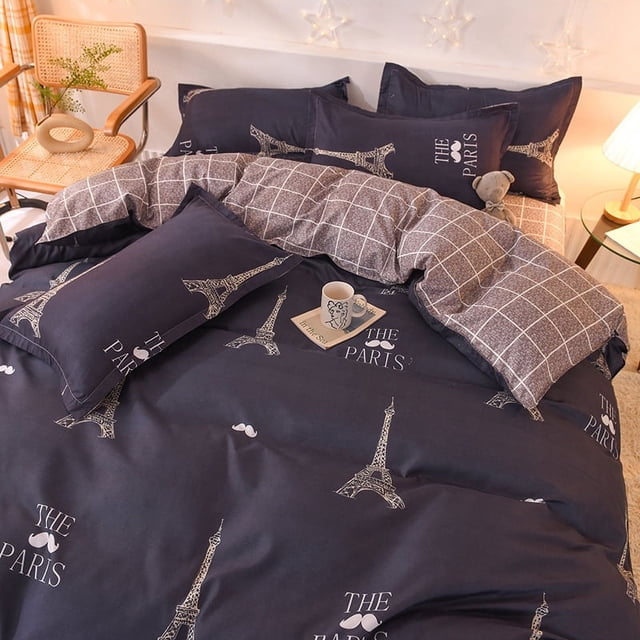 Lindo juego de cama para hombres y mujeres, funda nórdica, ropa de cama, edredón de microfibra de algodón lavado, juego de sábanas para cama doble, tamaño Queen y King
