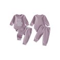 thumbnail image 2 of RUINIXCW New To The Cousin Crew Newborn Baby Boy Hospital Coming Home Outfit Infant Baby Boys Fall Winter Clothes Long Sleeve Waffled Romper and Pants Hat Set, 2 of 9
