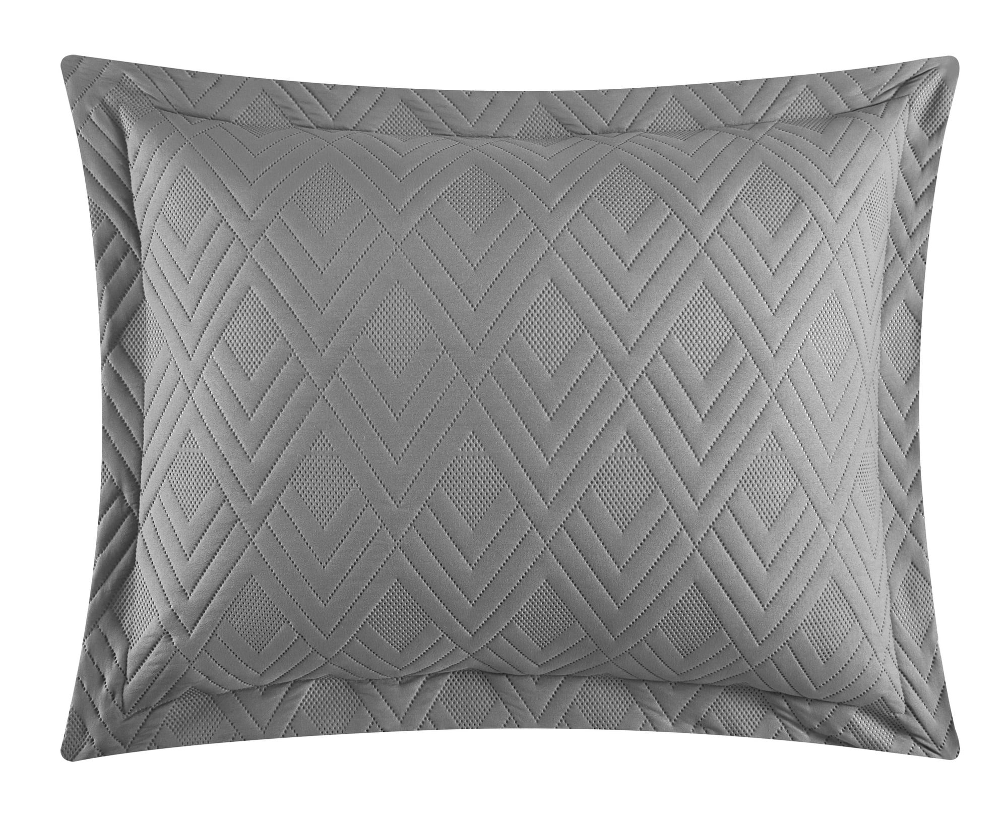 NY&C Home Marling 7-Piece Quilt Set Contemporary Geometric Diamond Pattern, King, Grey