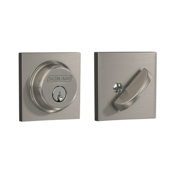 Schlage Residential B60 COL 619 KA4 Grade 1 Single Cylinder Deadbolt Lock Conventional Cylinder 5 Pins Keyed Alike in Groups of 4 Dual Option Latch Collins Satin Nickel Plated Clear Coated Finish