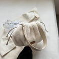 thumbnail image 4 of Bolsa De Cordón De Felpa Bolso Cordón Felpa Mujer Hombro Mullido Piel Sintética Señoras Ocio Blanco, 4 of 7