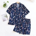 thumbnail image 4 of New Summer Ladies Viscose Pajamas Short Sleeve Shorts Two Piece Floral V-Neck Thin Loose Women's Homewear Set sleepwear, 4 of 4