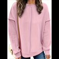 thumbnail image 3 of Suéteres Extragrandes para Mujer, de Larga, con de Murciélago, para Otoño, Cuello Redondo, Informal, de Punto, con Abertura Lateral. Rosa XL, 3 of 8