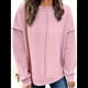 thumbnail image 3 of Suéteres Extragrandes para Mujer, de Larga, con de Murciélago, para Otoño, Cuello Redondo, Informal, de Punto, con Abertura Lateral. Rosa XL, 3 of 8