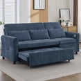 thumbnail image 3 of FFH 82" Sofa Bed, 3 in 1 Convertible Sleeper Sofa with USB Charging Ports, 3 Seater Chenille Sofa with Pull Out Bed and Reversible Recliner, Blue, 3 of 13