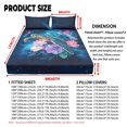 thumbnail image 7 of Jiueut Turtle Galaxy Pattern Bed Sheet Set, Butterfly Peony Flower 3 Pieces King Size Fitted Sheet with 9.8" Deep Pocket 2 Wrinkle Free Pillow Cover Bedroom Decoration with Elastic Band, 7 of 7