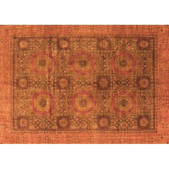 Ahgly Company Indoor Rectangle Oriental Orange Modern Area Rugs, 7' x 9'