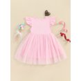 thumbnail image 3 of Bagilaanoe Toddler Baby Girl Birthday Dress Letters Embroidery Fly Sleeve A-line Princess Dresses 18M 24M 3T 4T Kid Patchwork Tulle Skirt, 3 of 8