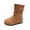 Brown, variant on GobdXE Girls Mid Calf Boots Solid Faux Suede Ruched Shaft Flat Fall Winter Casual Shoes Brown,10-10.5 Years