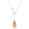 thumbnail image 1 of Delight Jewelry Acrylic Medium Leaf Orange Mixed Brown and Yellow Silver tone Elegant Infinity Lariat Necklace, 1 of 4