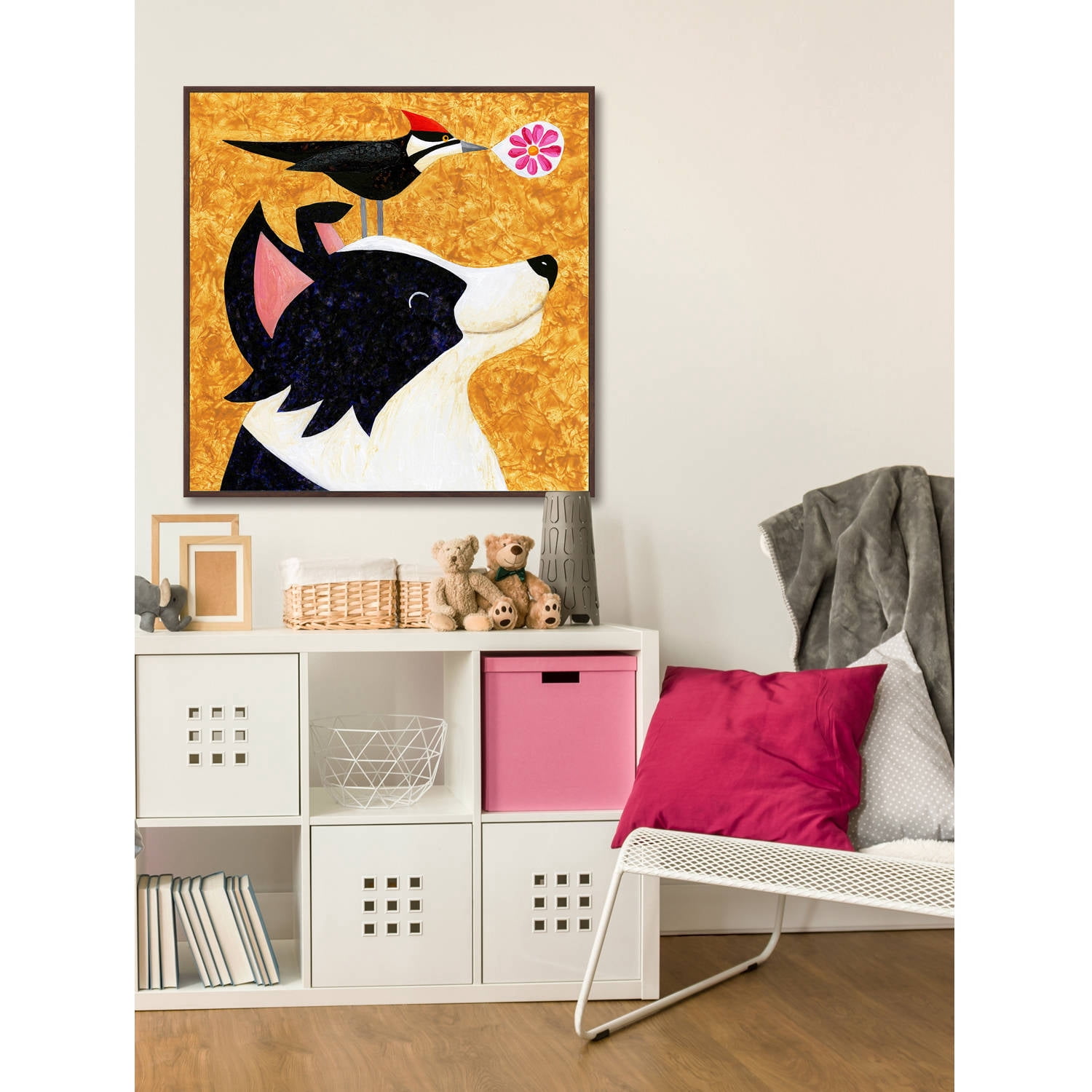 Marmont Hill - "Wood You Be My Friend" by Janet Nelson Floater Framed Painting Print on Canvas