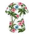 thumbnail image 3 of SAATLERI Women's Scrub Tops Stretchy Hawaiian Print Scrubs for Women Nurse Uniforms Short Sleeve V Neck Stretchy Scrub Shirts for Women, 3 of 4