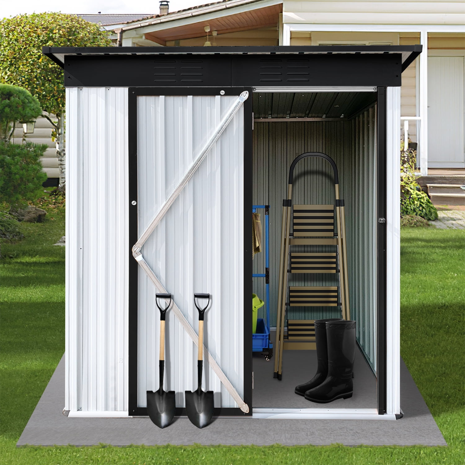Seizeen Outdoor Storage Shed, Garden Storage Metal Sheds with Lockable Door, 5 x 3Ft Outdoor