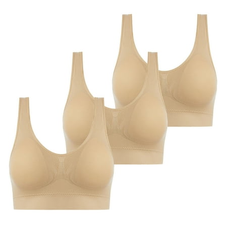 Virmaxy 3PC Womens Wireless Bra Comfort Wirefree Comfort One Piece Gathering Seamless Tank Top Breathable Bra Underwire Bra