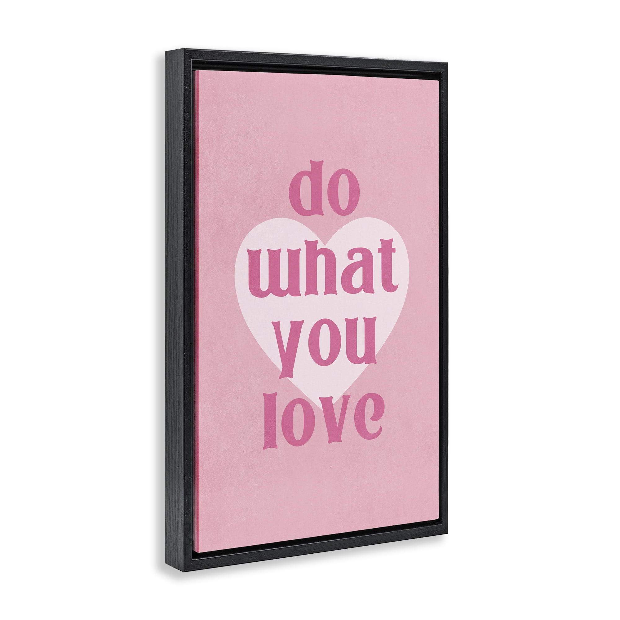 Stupell Industries Do What You Love Pink Text & Numbers Painting Black Floater Framed Canvas Art Print Wall Art, 17 x 25