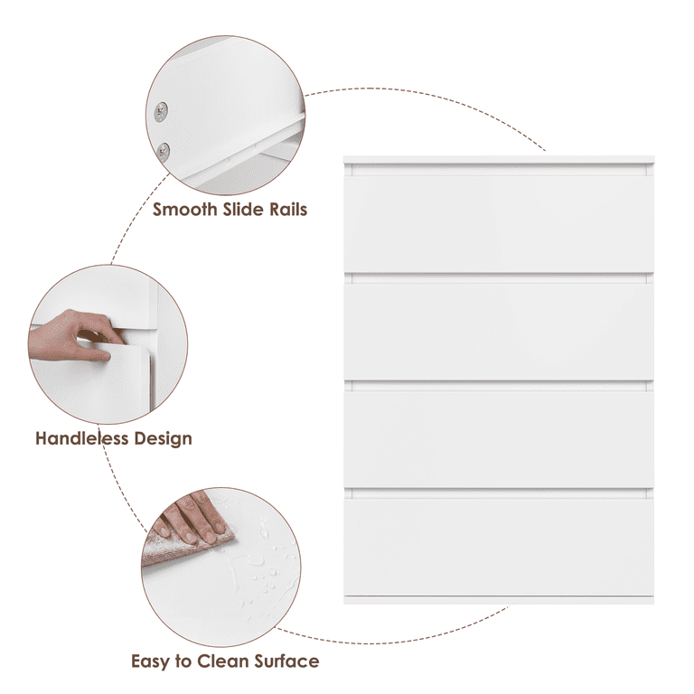 Homfa 4-Drawer Modern Dresser, White photo 4