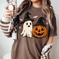 thumbnail image 2 of Ghost And Pumpkin Witch Hat Halloween T-Shirt, Spooky Season Graphic Tee, Retro Fall Comfort Colors Shirt, Vintage Pumpkin Ghost Apparel Gift - Espresso, S, 2 of 5