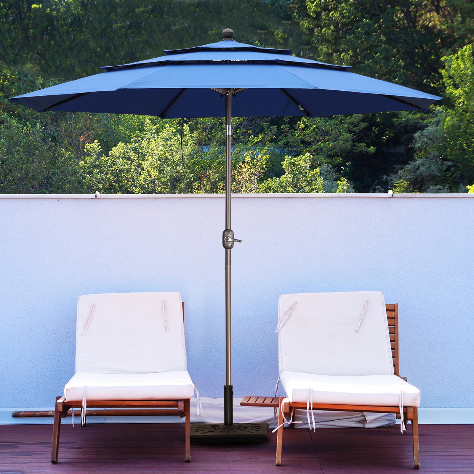 Aoodor 10ft 3-Tier Patio Umbrella, Outdoor Table Market Umbrella Tilt Adjustment and Crank