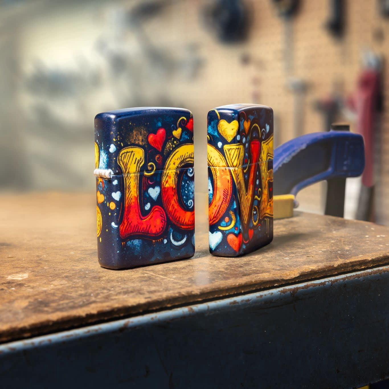 Zippo Lighter - Customized Message on Love Mural 540 Matte Pocket Lighter 46283