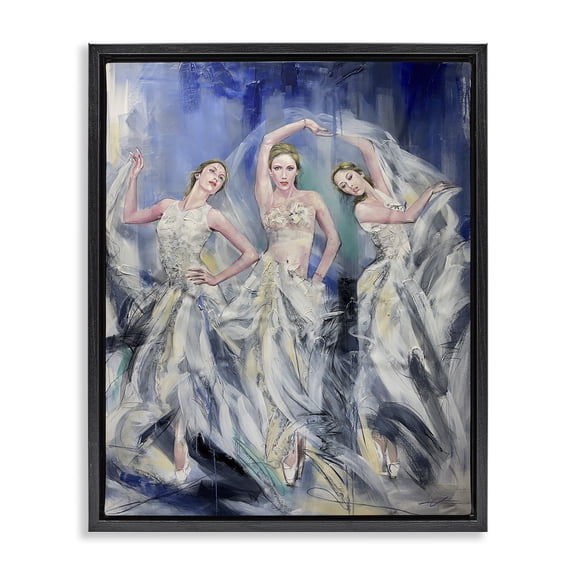 Stupell Industries Art Deco Fashionable Dancer Trio Black Floating Frame Canvas Art, 17 x 21, by Lucille Lee