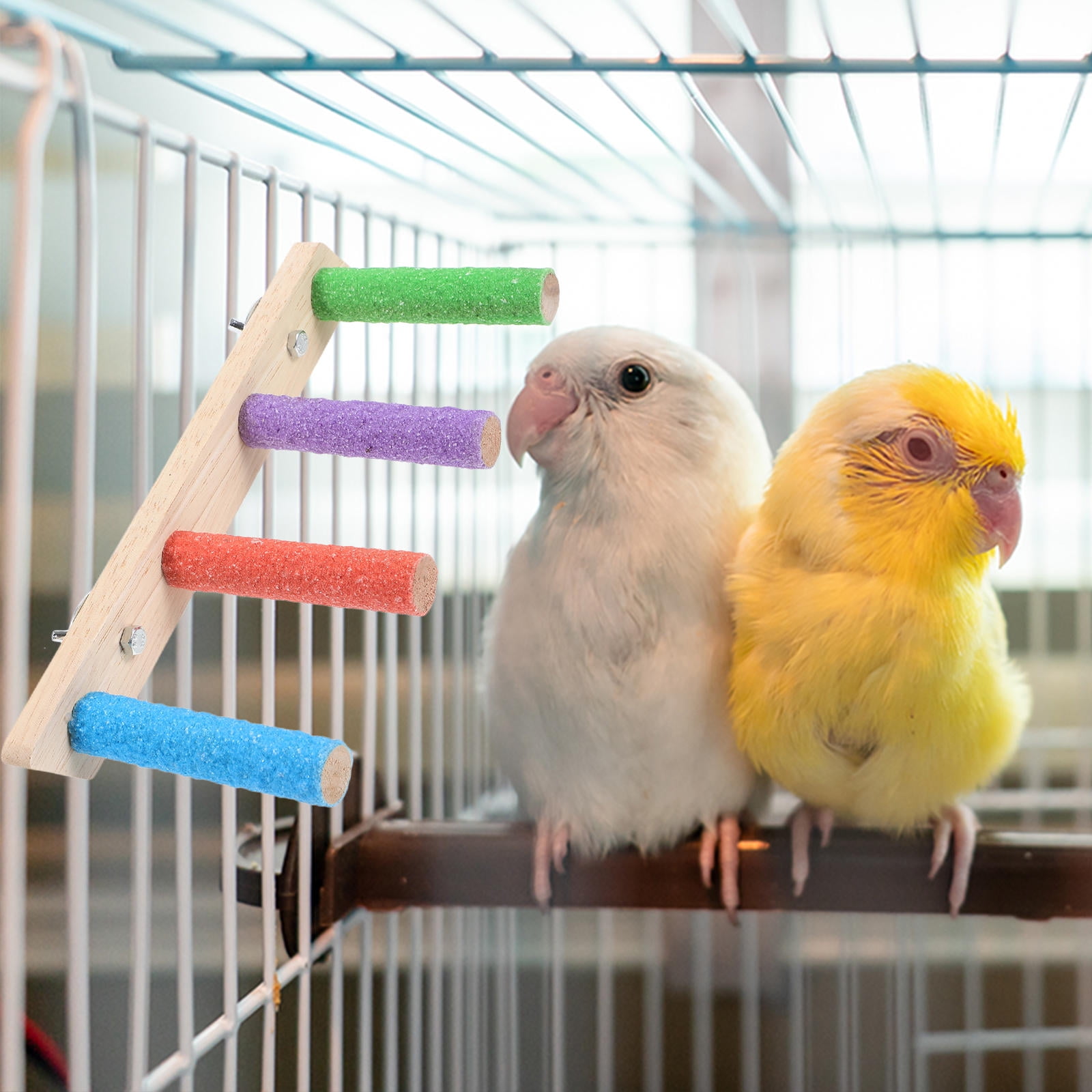 FOMIYES Assorted Color Wooden Bird Training Ladder for Parakeets Durable and Stable