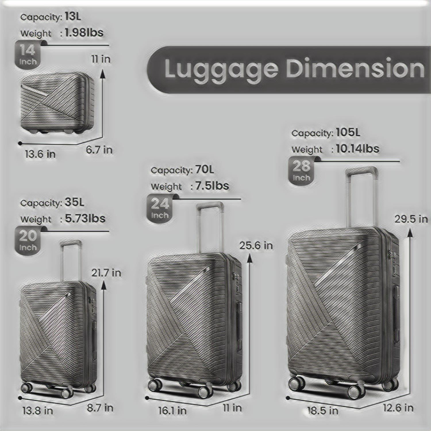 4 Piece Expandable Hardshell Travel Luggage Sets 4 Double 360 Degrees Wheel Suitcase Wheels TSA Lock Suit Case, Lightweight & Durable wheels Upright Suitcase, 14/20/24/28 Inch