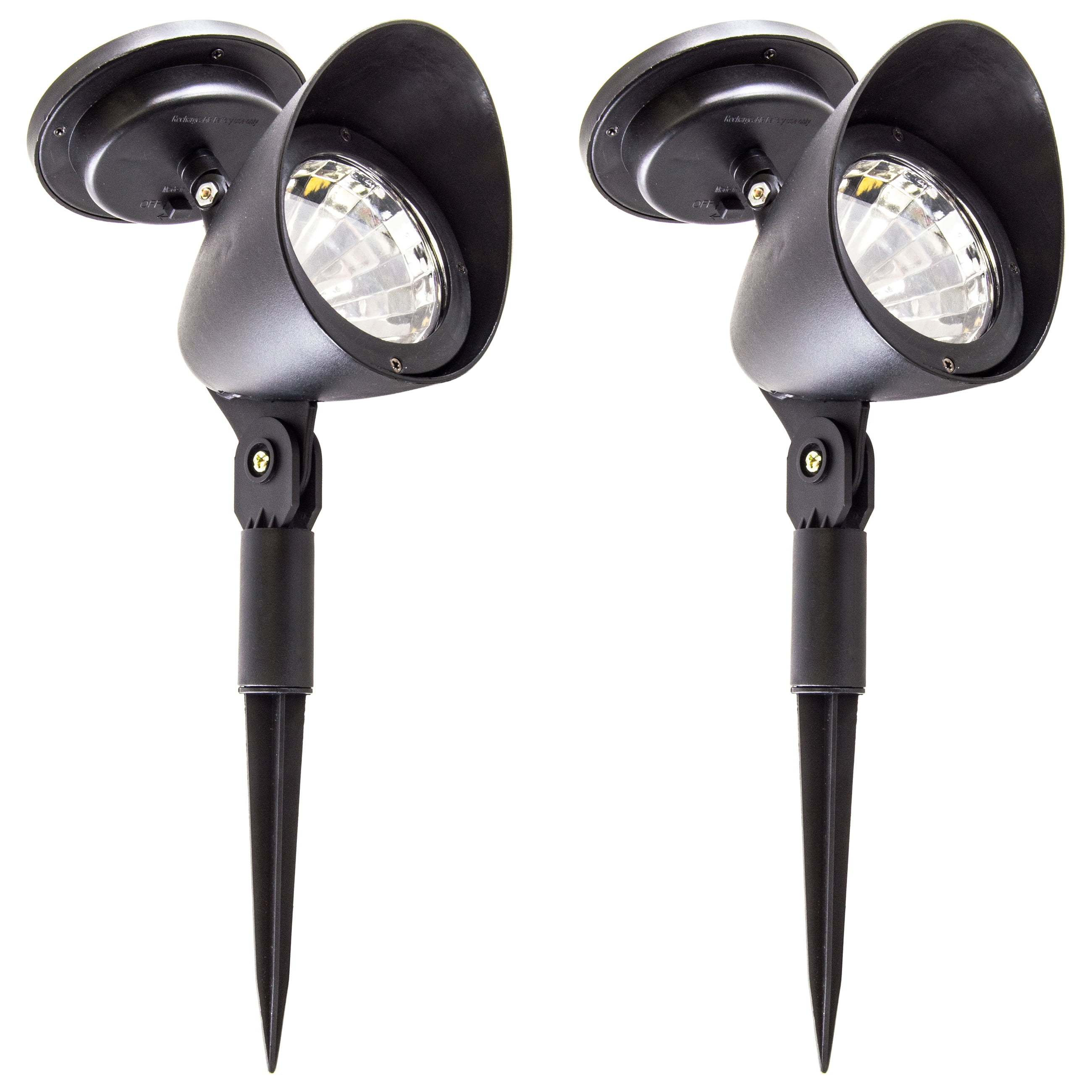2 Pack Solar Powered LED Spot Lights Automatic On at Dusk and Off at