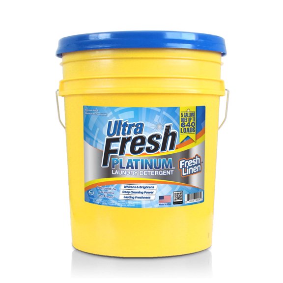 Ultra Fresh Platinum 5 Gal Liquid Laundry Detergent, Up to 640 Loads, Fresh Linen Scent