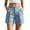 Gray, variant on Women's Mid Waisted Shorts Double Breasted Button Pleated Casual Loose Fit Bermuda Shorts with Pockets