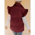 thumbnail image 3 of Winter Women's Button Down Puffer Vests Ruffle Sleeve Padded Gilet with Pockets, 3 of 7