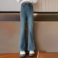 thumbnail image 2 of Girls Wide Leg Baggy Jeans Kids Fashion Pleated Elastic High Waist Denim Pants with Pockets 5-14 Years Ripped Jeans For Boys, 2 of 5