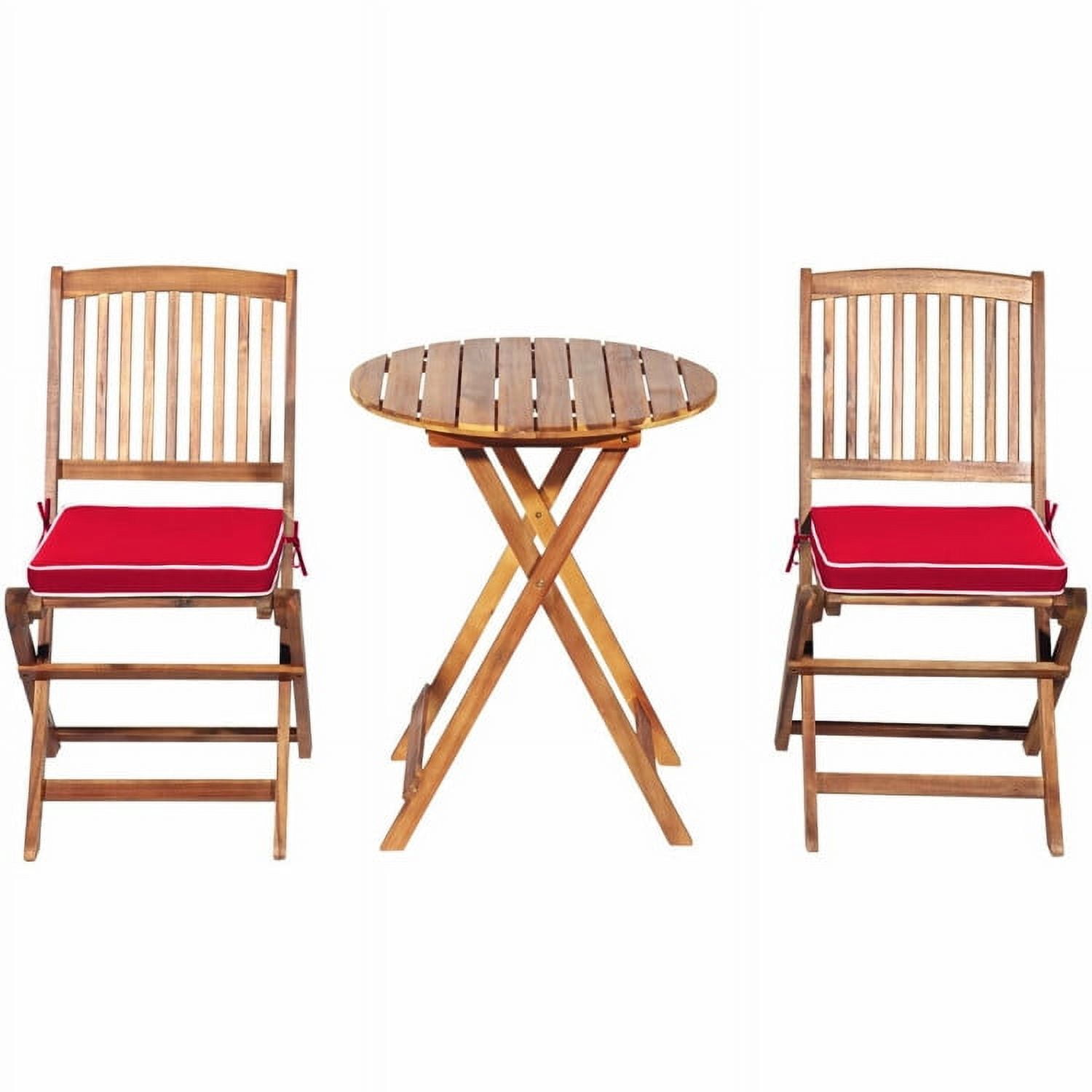 Aimee Lii 3 Pieces Patio Folding Bistro Set with Padded Cushion and Round Coffee Table, Red Aimee Lii 3 Pieces Patio Folding Bistro Set with Padded Cushion and Round Coffee Table, Red
