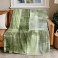 thumbnail image 2 of Collage Art Flannel Blanket for Bed,Travel and Camping, Abstract Green Oil Painting Texture Vintage Super Soft Cozy Blanket for All Seasons 32"x48", 2 of 7