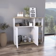 thumbnail image 4 of Miekor Furniture Paprika Kitchen Cart, Four Casters , Four Open Shelves, Double Door Cabinet -Light Oak / White B5A0773, 4 of 7