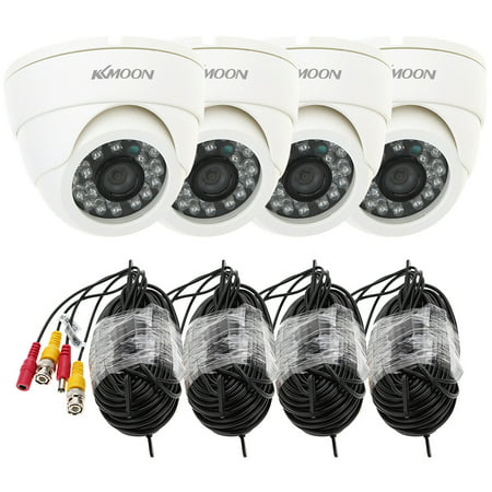 KKmoon® 800TVL Security Kit with 4pcs CCTV Camera + 4pcs 60ft Video Cable IR-CUT Home Surveillance NTSC System (Power Plug: 1=EU / 2=US / 3=UK / (Best Home Camera System Uk)
